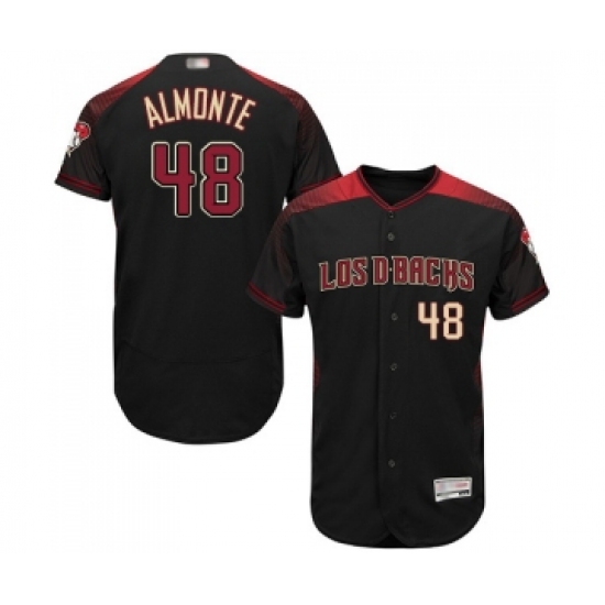 Men's Arizona Diamondbacks #48 Abraham Almonte Black Alternate Authentic Collection Flex Base Baseball Jersey - Ujersey