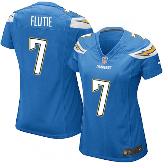 Women's Nike Los Angeles Chargers #7 Doug Flutie Game Electric Blue Alternate NFL Jersey - Ujersey