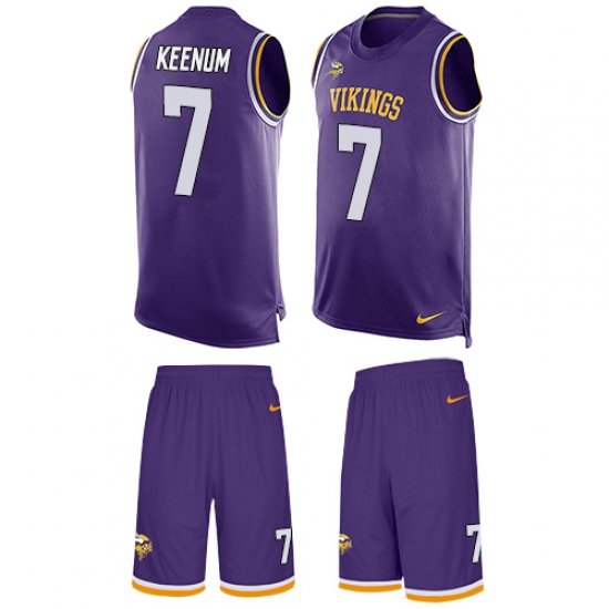 Men's Nike Minnesota Vikings #7 Case Keenum Limited Purple Tank Top Suit NFL Jersey - Ujersey