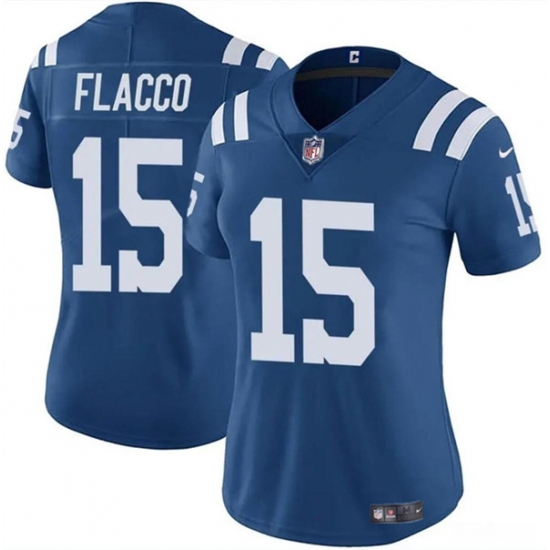 Women's Indianapolis Colts #15 Joe Flacco Blue Vapor Stitched Jersey - Ujersey