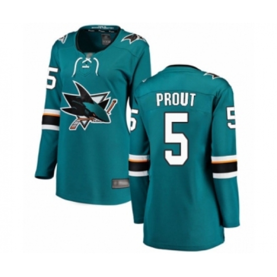 Women's San Jose Sharks #5 Dalton Prout Fanatics Branded Teal Green Home Breakaway Hockey Jersey