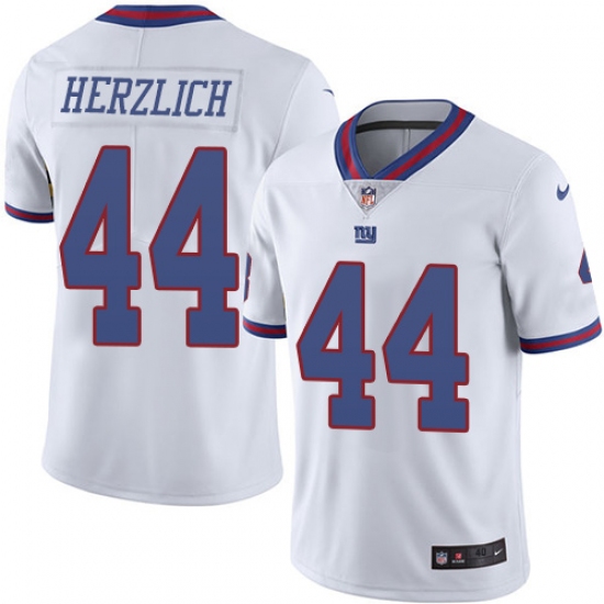 Men's Nike New York Giants #44 Mark Herzlich Elite White Rush Vapor Untouchable NFL Jersey - Ujersey