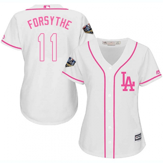 Women's Majestic Los Angeles Dodgers #11 Logan Forsythe Authentic White Fashion Cool Base 2018 World Series MLB Jersey - Ujersey