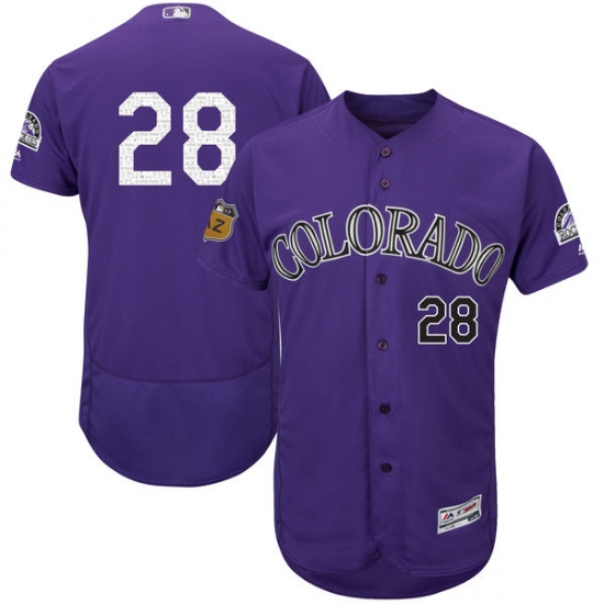 Men's Majestic Colorado Rockies #28 Nolan Arenado Purple 2017 Spring Training Authentic Collection Flex Base MLB Jersey - Ujersey