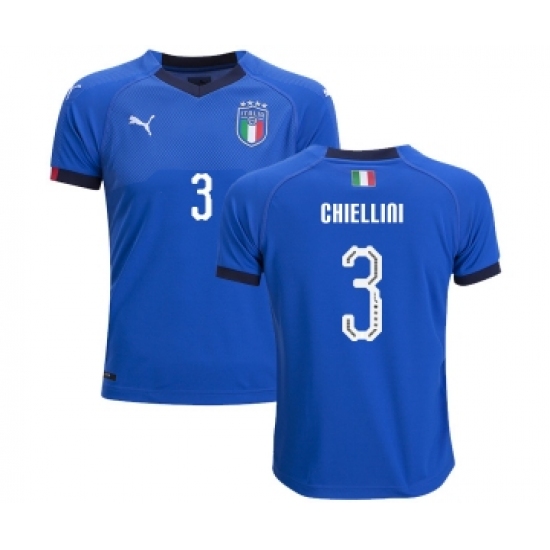 Italy #3 Chiellini Home Kid Soccer Country Jersey