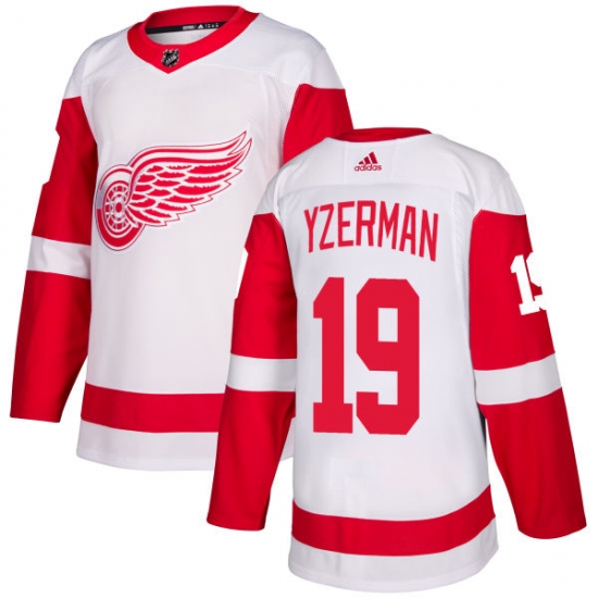 Youth Adidas Detroit Red Wings #19 Steve Yzerman Authentic White Away NHL Jersey - Ujersey