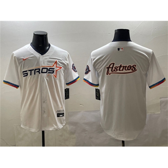 Men's Houston Astros Team Big Logo White 2025 City Connect Limited Stitched Baseball Jersey1 - Ujersey