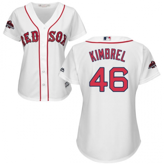 Women's Majestic Boston Red Sox #46 Craig Kimbrel Authentic White Home 2018 World Series Champions MLB Jersey - Ujersey
