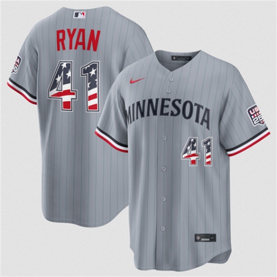Men's Minnesota Twins #41 Joe Ryan Gray 2026 USA 250 Fourth of July Stitched Baseball Jersey - Ujersey