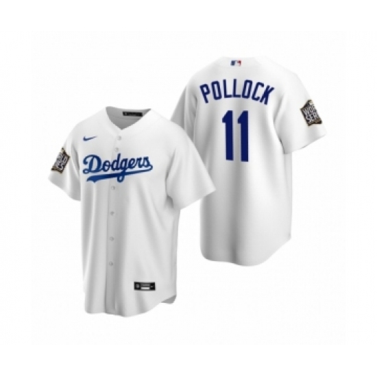 Men's Los Angeles Dodgers #11 A.J. Pollock White 2020 World Series Replica Jersey - Ujersey