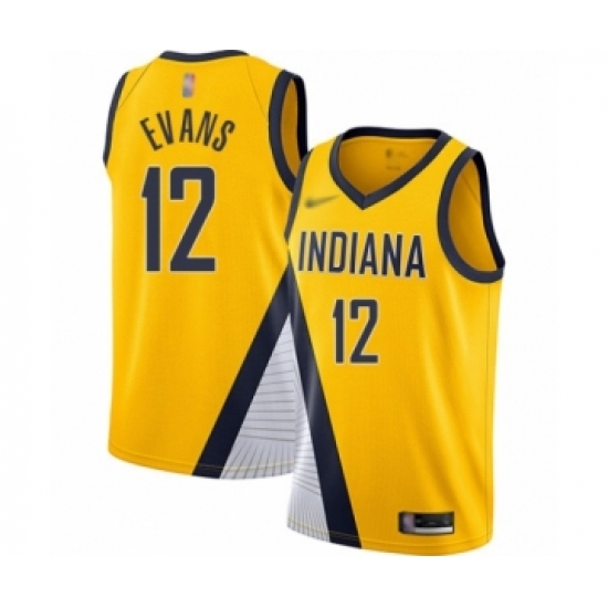 Women's Indiana Pacers #12 Tyreke Evans Swingman Gold Finished Basketball Jersey - Statement Edition