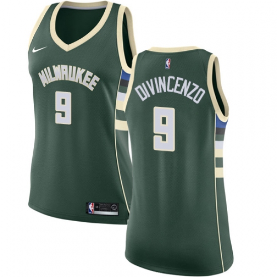Women's Nike Milwaukee Bucks #9 Donte DiVincenzo Swingman Green NBA Jersey - Icon Edition