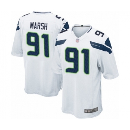 Men's Seattle Seahawks #91 Cassius Marsh Game White Football Jersey - Ujersey
