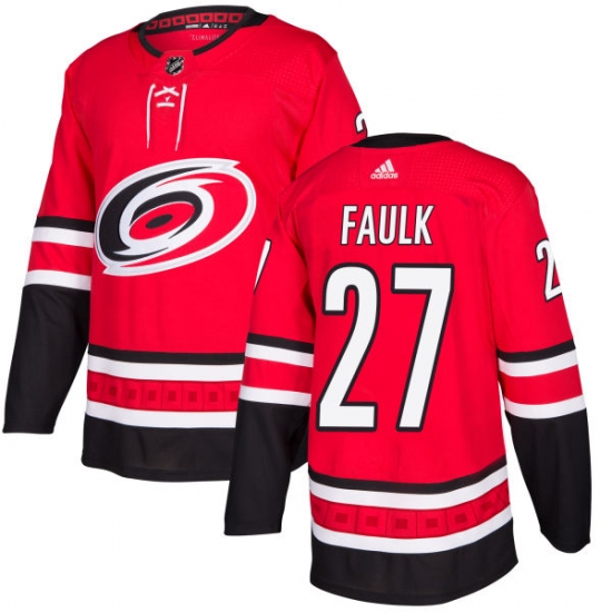 Men's Adidas Carolina Hurricanes #27 Justin Faulk Authentic Red Home NHL Jersey - Ujersey