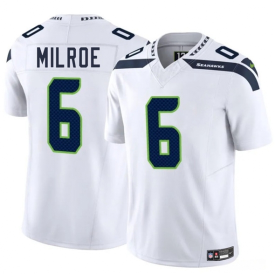 Men's Seattle Seahawks #6 Jalen Milroe White 2025 F.U.S.E. Vapor Limited Football Stitched Jersey - Ujersey