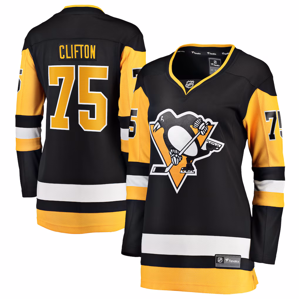Women's Pittsburgh Penguins Connor Clifton Fanatics Black Home Breakaway Jersey - SUjersey01