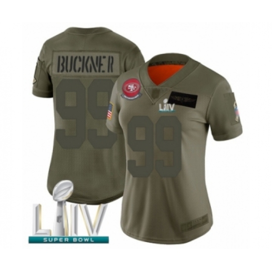 Women's San Francisco 49ers #99 DeForest Buckner Limited Olive 2019 Salute to Service Super Bowl LIV Bound Football Jersey - Ujersey