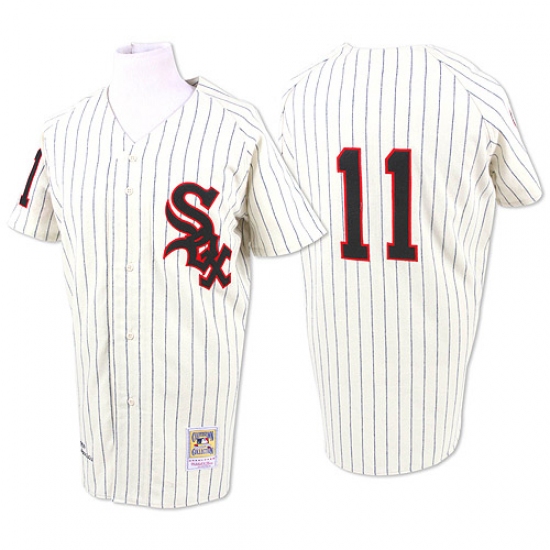 Men's Mitchell and Ness 1959 Chicago White Sox #11 Luis Aparicio Authentic Cream Throwback MLB Jersey - Ujersey