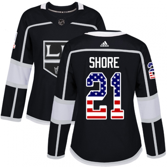 Women's Adidas Los Angeles Kings #21 Nick Shore Authentic Black USA Flag Fashion NHL Jersey - Ujersey