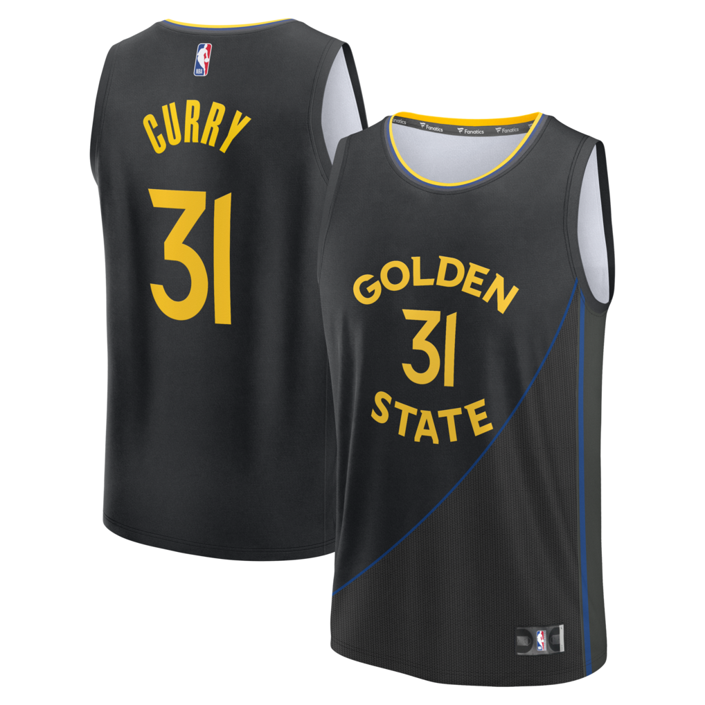 Men's Golden State Warriors Seth Curry Fanatics Black Fast Break Replica Player Jersey - Statement Edition - SUjersey01