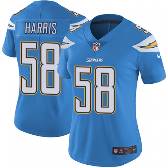 Women's Nike Los Angeles Chargers #58 Nigel Harris Electric Blue Alternate Vapor Untouchable Limited Player NFL Jersey - Ujersey