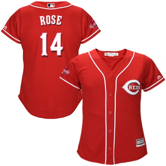 Women's Majestic Cincinnati Reds #14 Pete Rose Authentic Red Alternate Cool Base MLB Jersey - Ujersey
