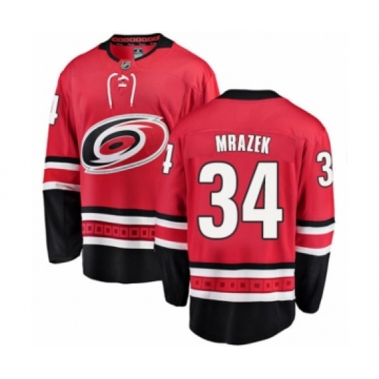 Youth Carolina Hurricanes #34 Petr Mrazek Authentic Red Home Fanatics Branded Breakaway NHL Jersey - Ujersey