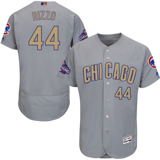 Men's Majestic Chicago Cubs #44 Anthony Rizzo Authentic Gray 2017 Gold Champion Flex Base MLB Jersey - Ujersey