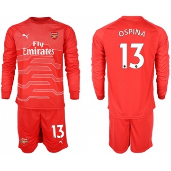 Arsenal #13 Ospina Red Goalkeeper Long Sleeves Soccer Club Jersey