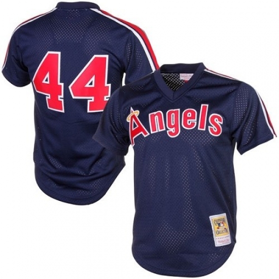 Men's Mitchell and Ness 1984 Los Angeles Angels of Anaheim #44 Reggie Jackson Authentic Navy Blue Throwback MLB Jersey - Ujersey