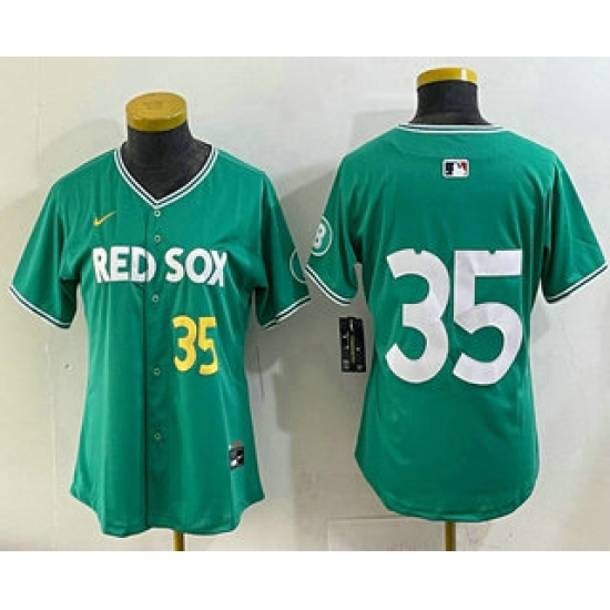 Women's Boston Red Sox #35 Garrett Crochet Green 2025 City Connect Limited Jersey - Ujersey