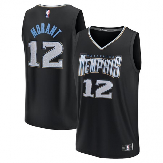 Men's Fanatics Branded #12 Ja Morant Black Memphis Grizzlies 2022-23 Fastbreak City Edition Jersey - Ujersey