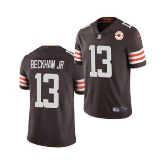 Men's Cleveland Browns #13 Odell Beckham Jr. 2021 Brown 75th Anniversary Patch Vapor Untouchable Limited Jersey - Ujersey