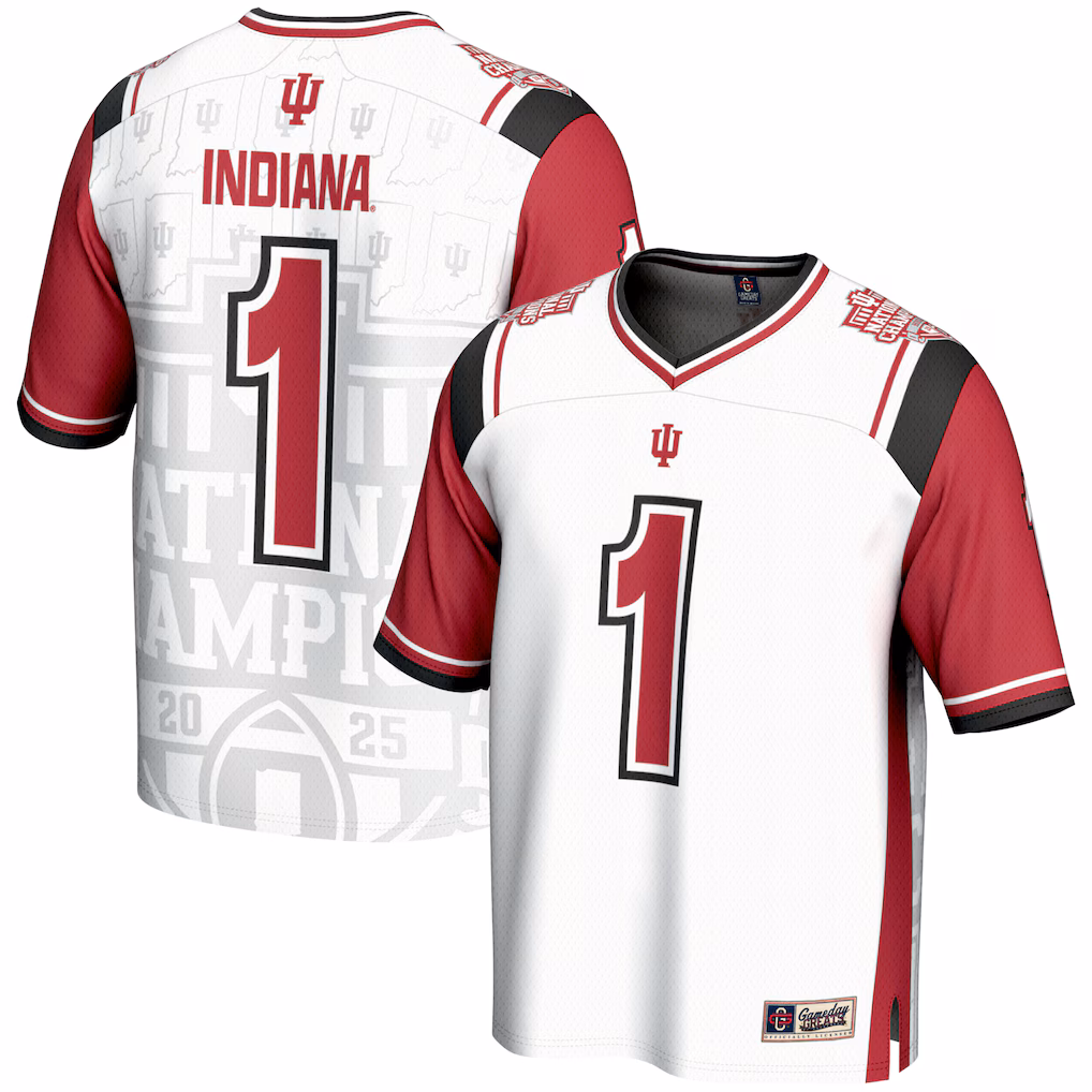 Youth GameDay Greats #1 White Indiana Hoosiers College Football Playoff 2025 National Champions Commemorative Lightweight Fashion Jersey