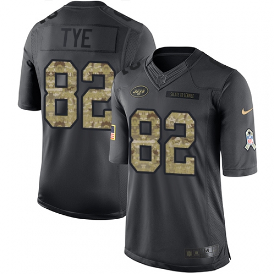 Men's Nike New York Jets #82 Will Tye Limited Black 2016 Salute to Service NFL Jersey - Ujersey
