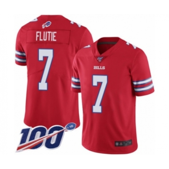 Men's Buffalo Bills #7 Doug Flutie Limited Red Rush Vapor Untouchable 100th Season Football Jersey - Ujersey