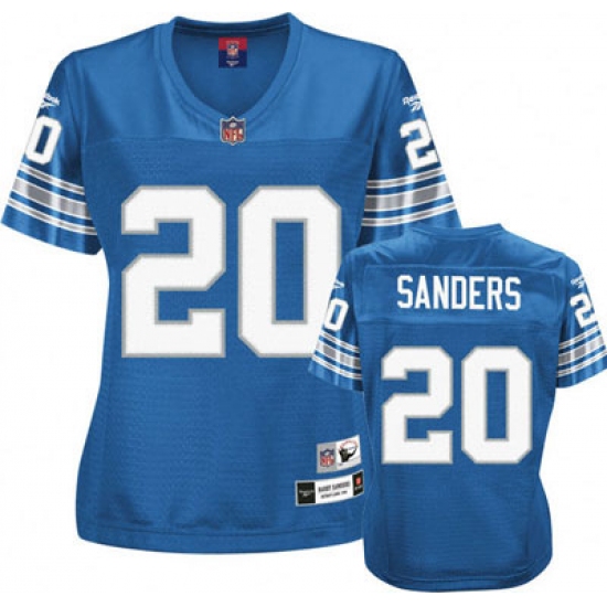 Reebok Detroit Lions #20 Barry Sanders Blue Women's Throwback Team Color Premier EQT Throwback NFL Jersey - Ujersey