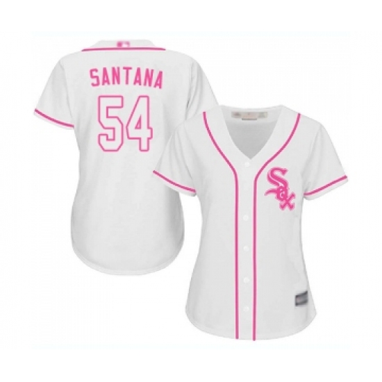 Women's Chicago White Sox #54 Ervin Santana Replica White Fashion Cool Base Baseball Jersey