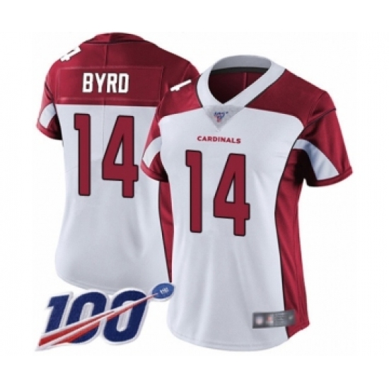 Women's Arizona Cardinals #14 Damiere Byrd White Vapor Untouchable Limited Player 100th Season Football Jersey - Ujersey