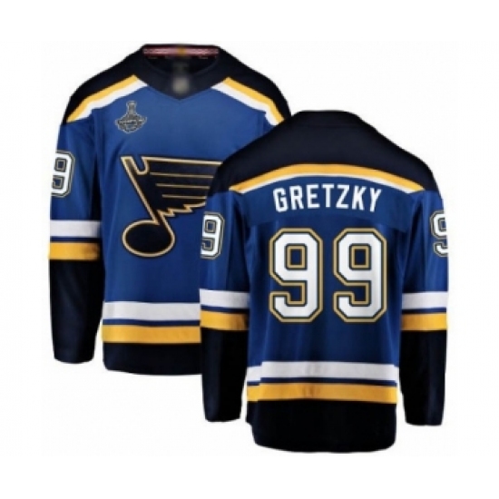 Youth St. Louis Blues #99 Wayne Gretzky Fanatics Branded Royal Blue Home Breakaway 2019 Stanley Cup Champions Hockey Jersey - Ujersey