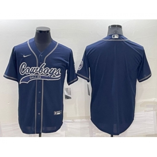 Men's Dallas Cowboys Blank Navy Cool Base Stitched Baseball Jersey - Ujersey