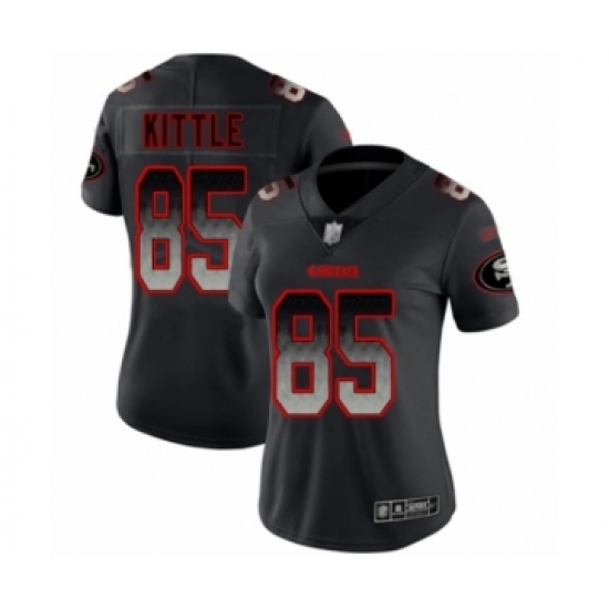 Women's San Francisco 49ers #85 George Kittle Limited Black Smoke Fashion Football Jersey - Ujersey