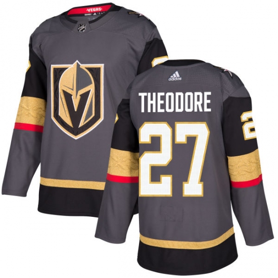 Men's Adidas Vegas Golden Knights #27 Shea Theodore Authentic Gray Home NHL Jersey - Ujersey