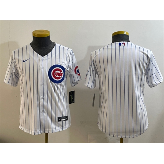 Youth Chicago Cubs Blank White Cool Base Stitched Baseball Jersey - Ujersey