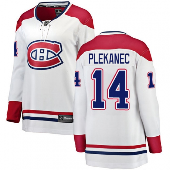 Women's Montreal Canadiens #14 Tomas Plekanec Authentic White Away Fanatics Branded Breakaway NHL Jersey - Ujersey