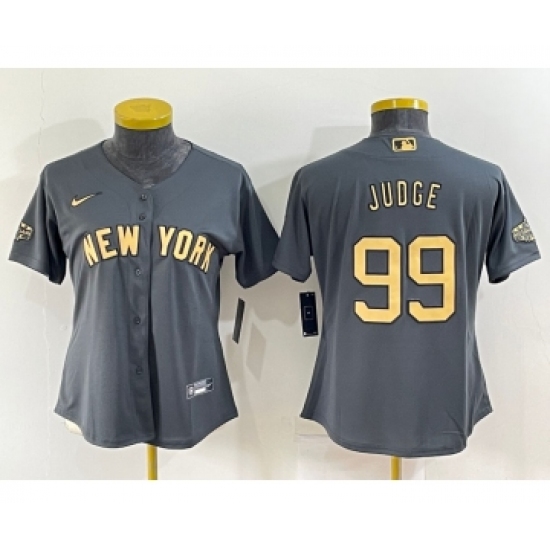 Women's New York Yankees #99 Aaron Judge Grey 2022 All Star Stitched Cool Base Nike Jersey - Ujersey