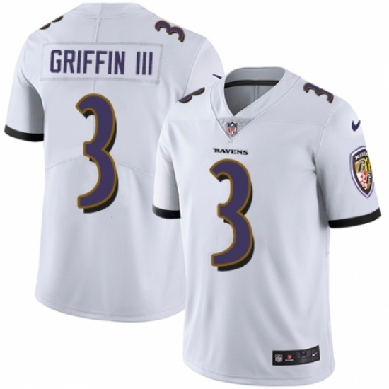 Men's Nike Baltimore Ravens #3 Robert Griffin III White Vapor Untouchable Limited Player NFL Jersey - Ujersey