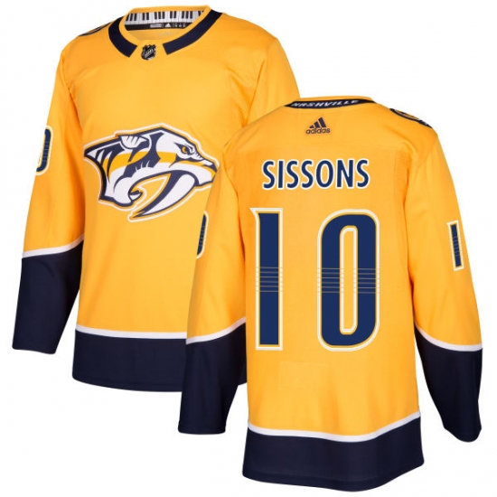 Men's Adidas Nashville Predators #10 Colton Sissons Authentic Gold Home NHL Jersey - Ujersey