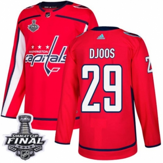 Youth Adidas Washington Capitals #29 Christian Djoos Authentic Red Home 2018 Stanley Cup Final NHL Jersey - Ujersey
