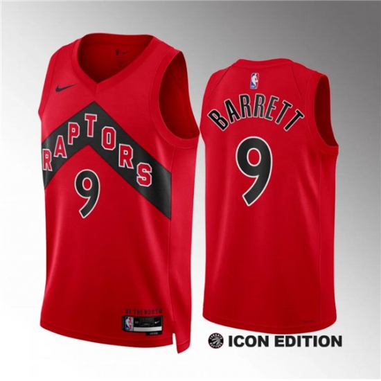 Men's Toronto Raptors #9 RJ Barrett Red Icon Edition Stitched Basketball Jersey - Ujersey